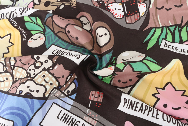Hooded Beach Towel Kids Local Snacks Black