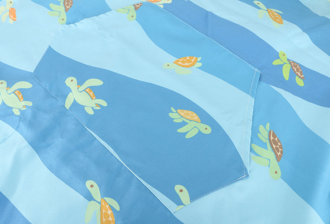 Hooded Beach Towel Teenager Mini Turtles Blue