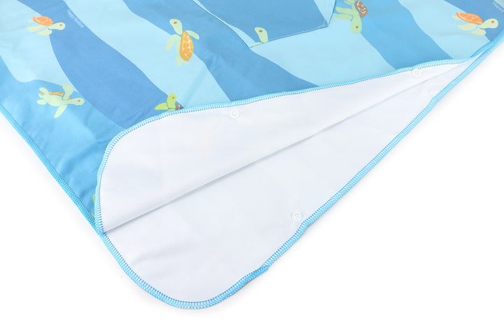 Hooded Beach Towel Teenager Mini Turtles Blue