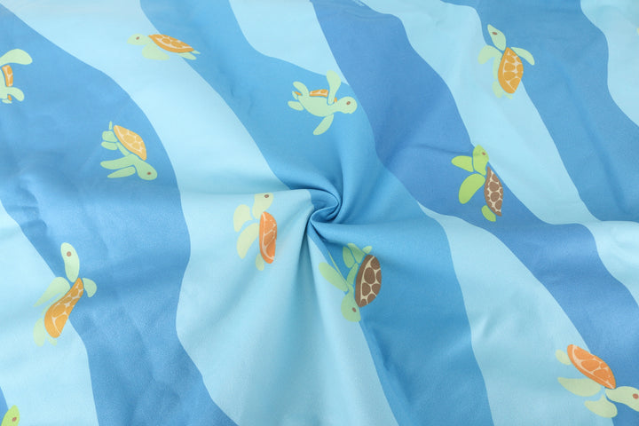 Hooded Beach Towel Teenager Mini Turtles Blue
