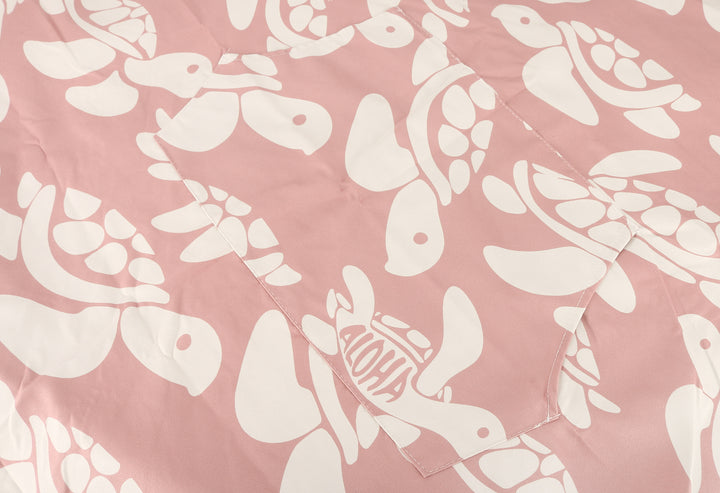 Hooded Beach Towel Adult Big Turtles Pink