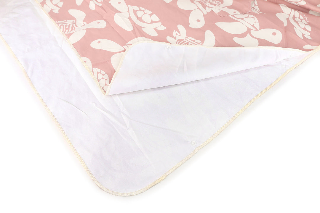 Hooded Beach Towel Adult Big Turtles Pink