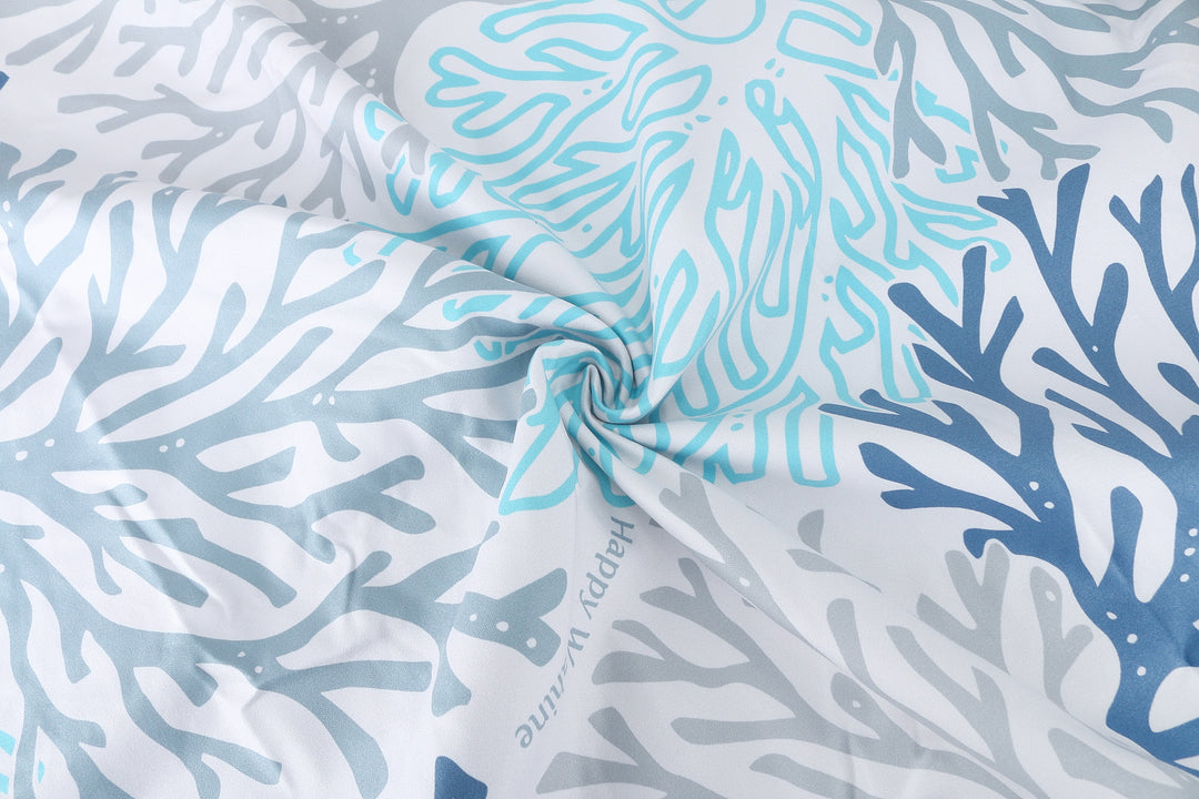 Hooded Beach Towel Adult Coral Blue