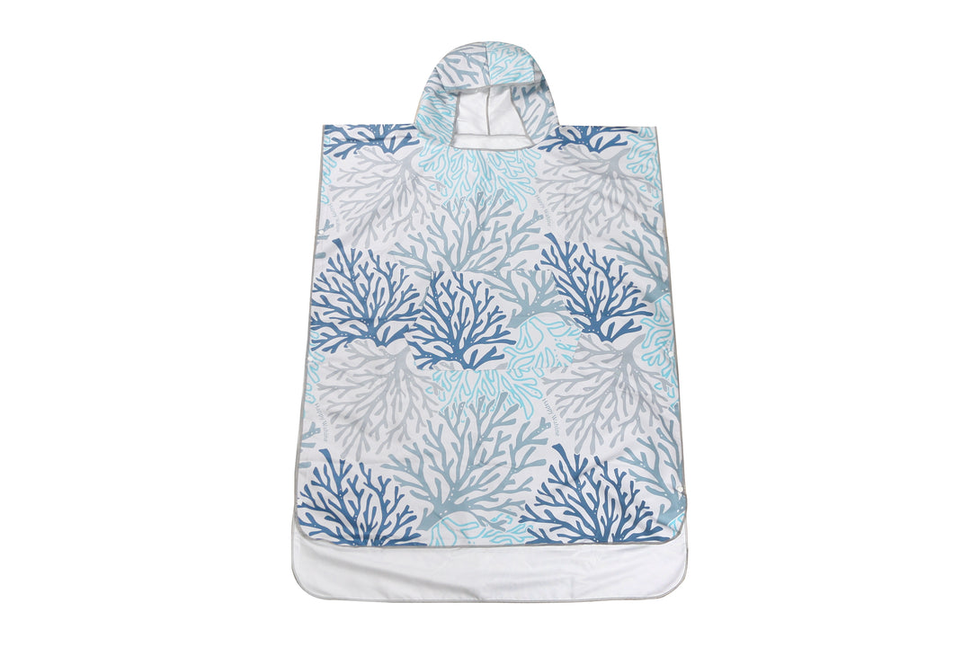 Hooded Beach Towel Adult Coral Blue