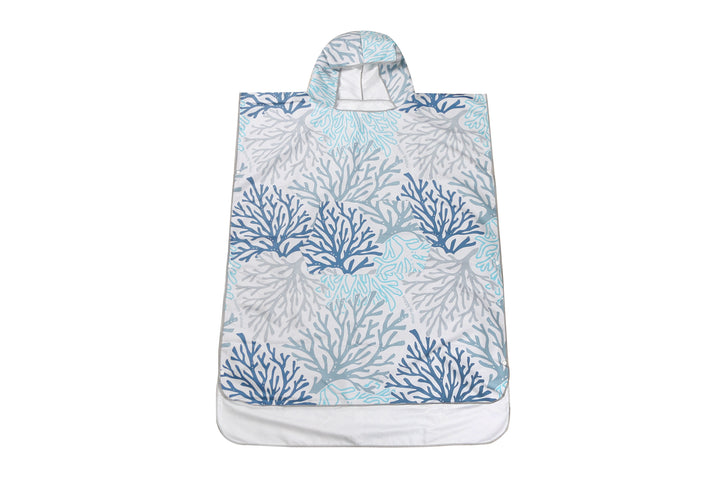 Hooded Beach Towel Adult Coral Blue