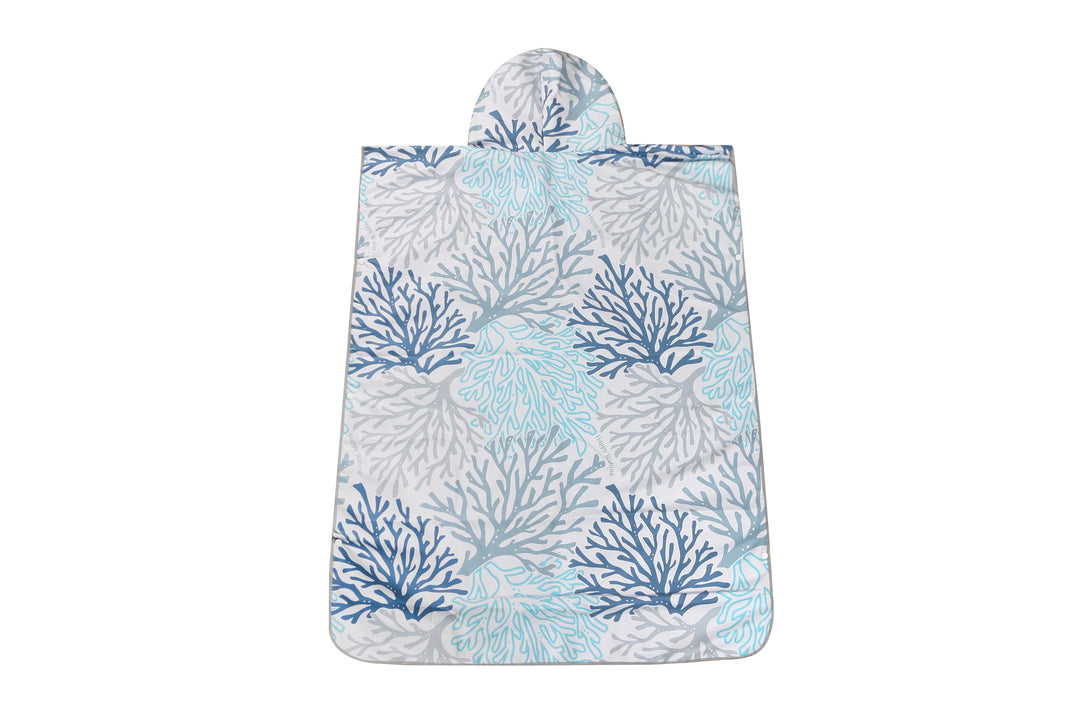 Hooded Beach Towel Adult Coral Blue