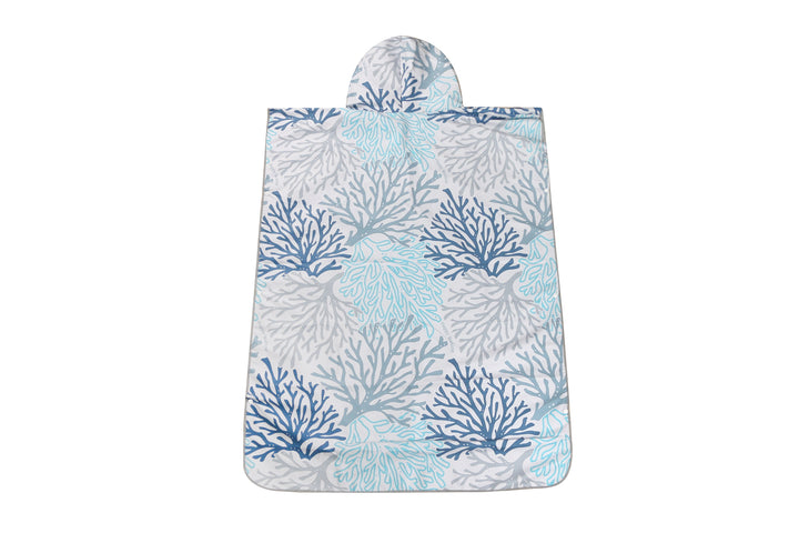 Hooded Beach Towel Adult Coral Blue
