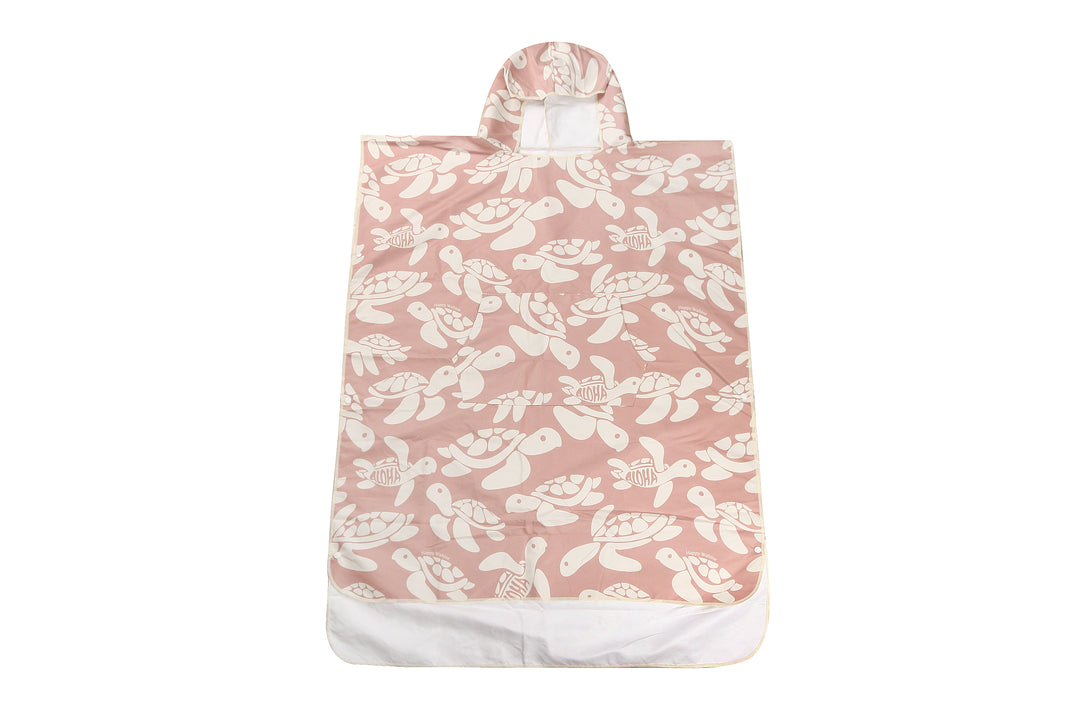 Hooded Beach Towel Adult Big Turtles Pink