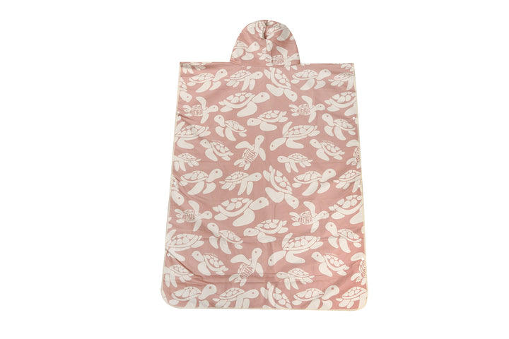 Hooded Beach Towel Adult Big Turtles Pink