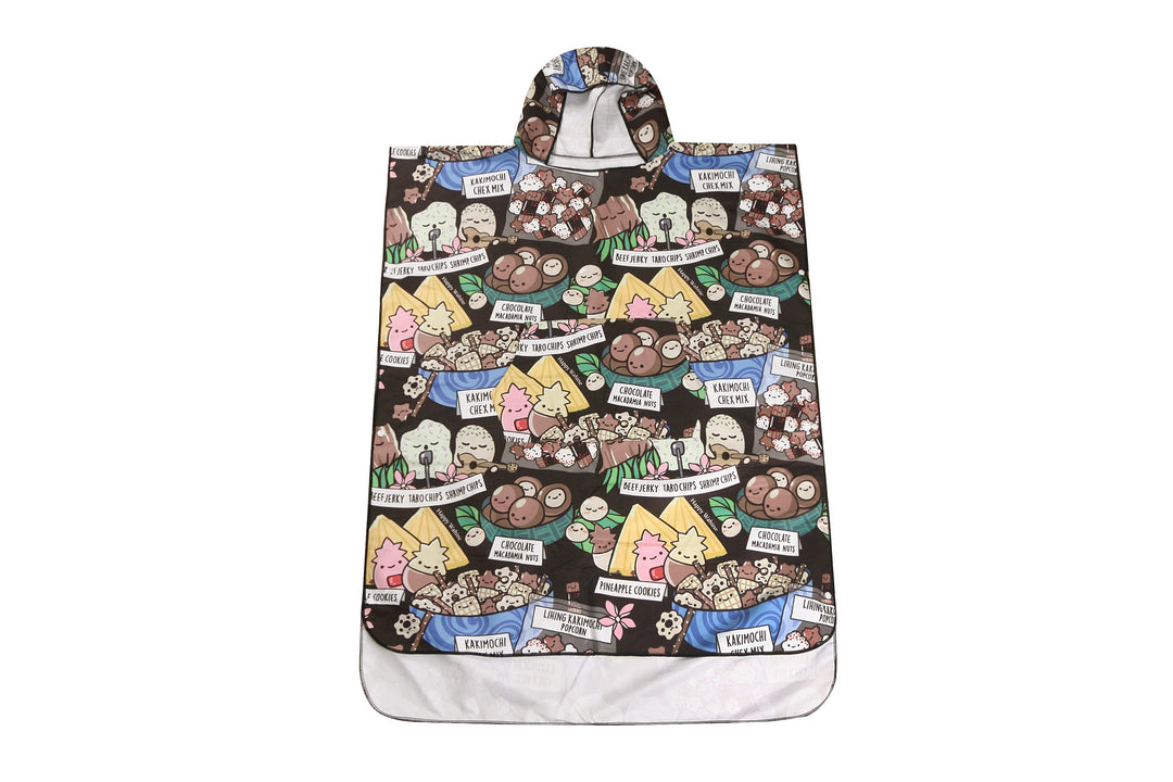 Hooded Beach Towel Adult Local Snacks Black