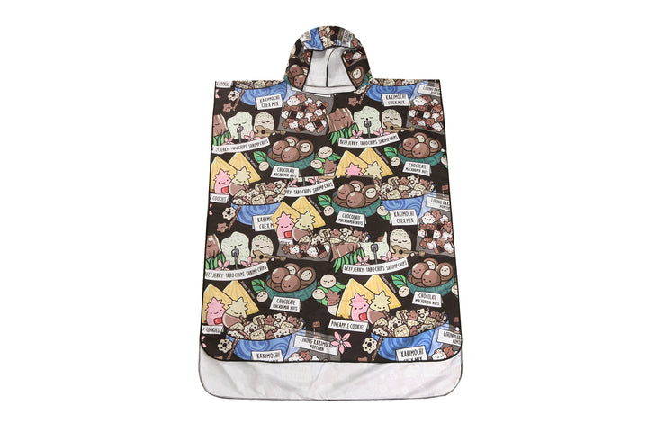 Hooded Beach Towel Adult Local Snacks Black