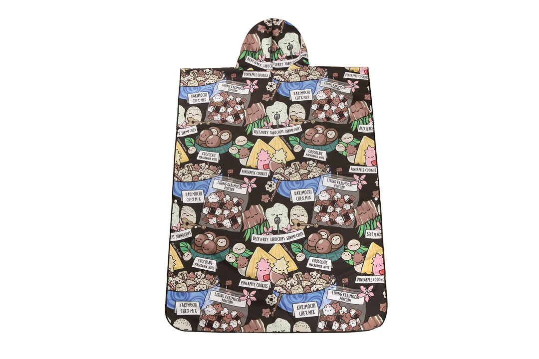 Hooded Beach Towel Adult Local Snacks Black