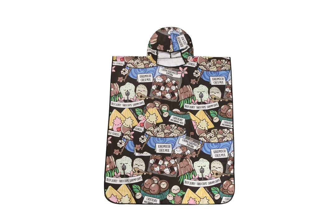 Hooded Beach Towel Teenager Local Snacks Black