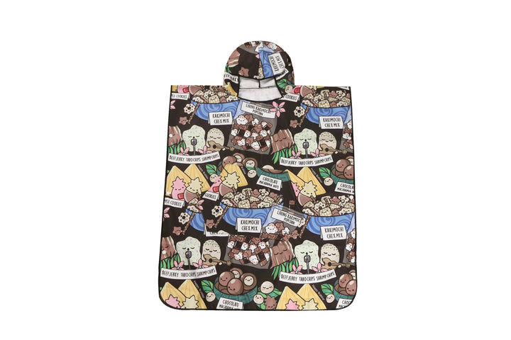 Hooded Beach Towel Teenager Local Snacks Black