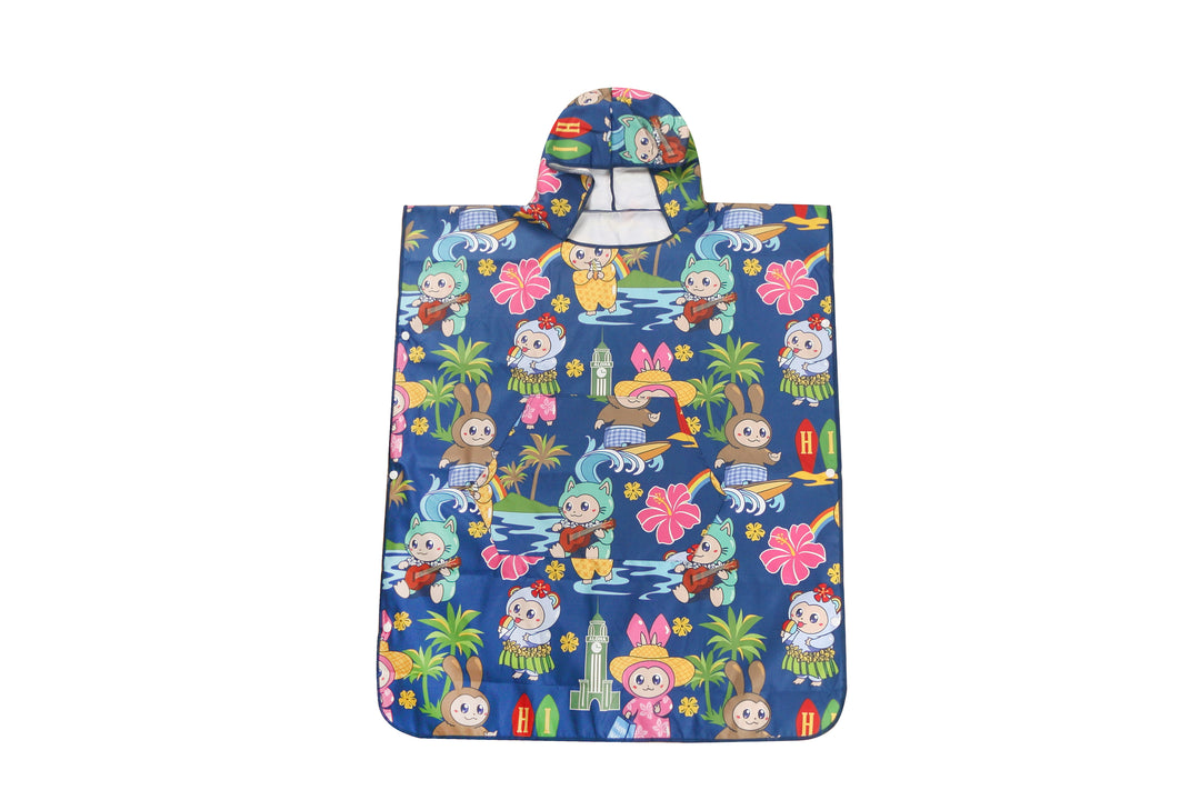 Hooded Beach Towel Teenager Local Monsters Blue