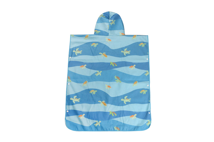 Hooded Beach Towel Teenager Mini Turtles Blue