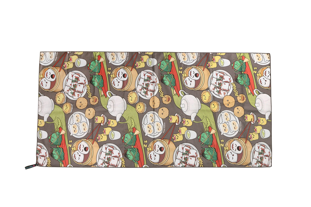 Sand-free Reversible Beach Towel Dim Sum Grey Poke Competition Blue