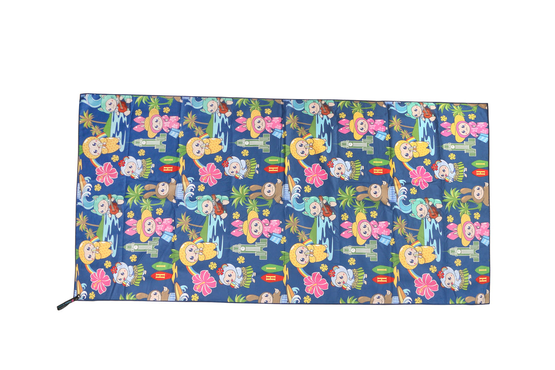 Beach Towel Reversible Local Monsteras Navy