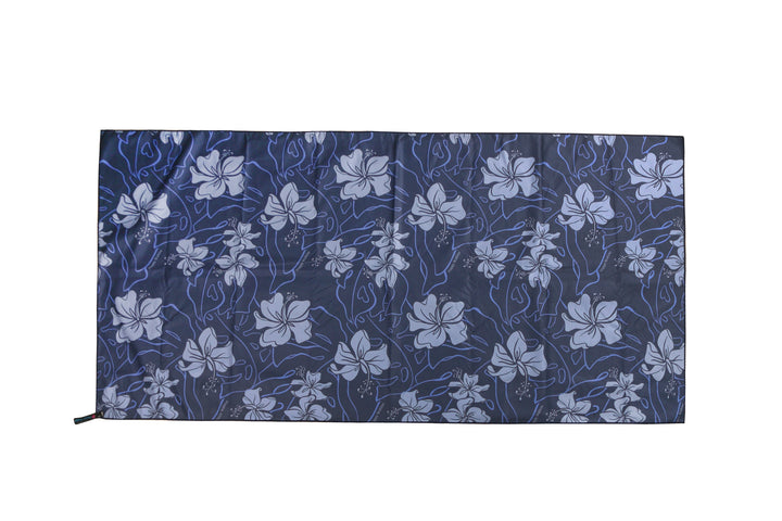 Sand-free Reversible Beach Towel Hibiscus Navy Hibiscus Blue