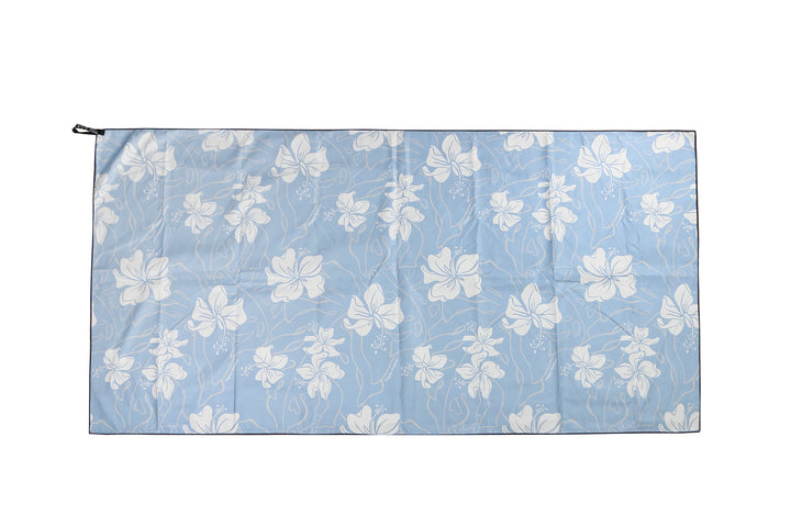Sand-free Reversible Beach Towel Hibiscus Navy Hibiscus Blue
