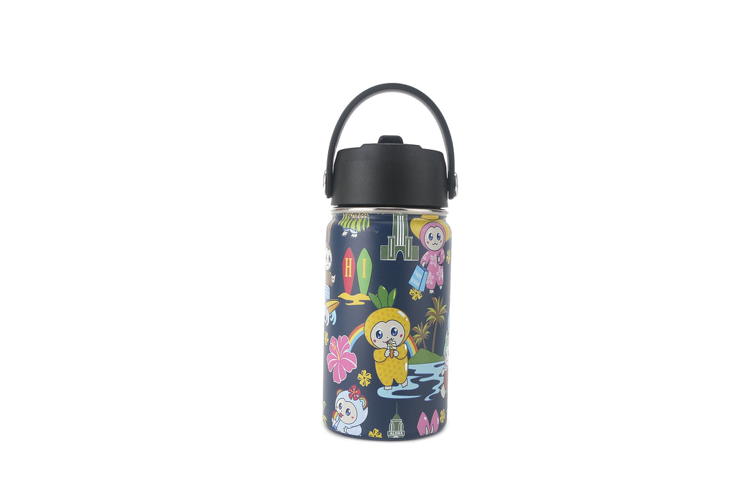 Insulated Water Bottle 12oz Aloha Monsters Navy