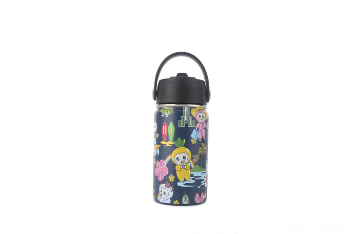Insulated Water Bottle 12oz Aloha Monsters Navy