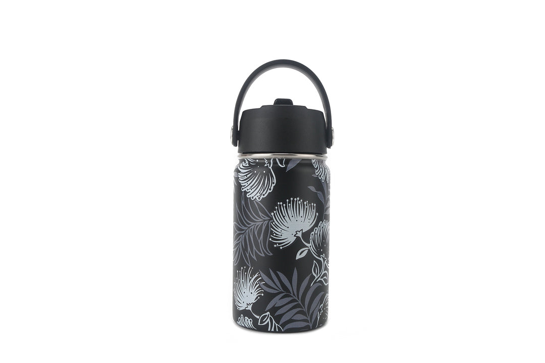 Insulated Water Bottle 12oz Lehua Black