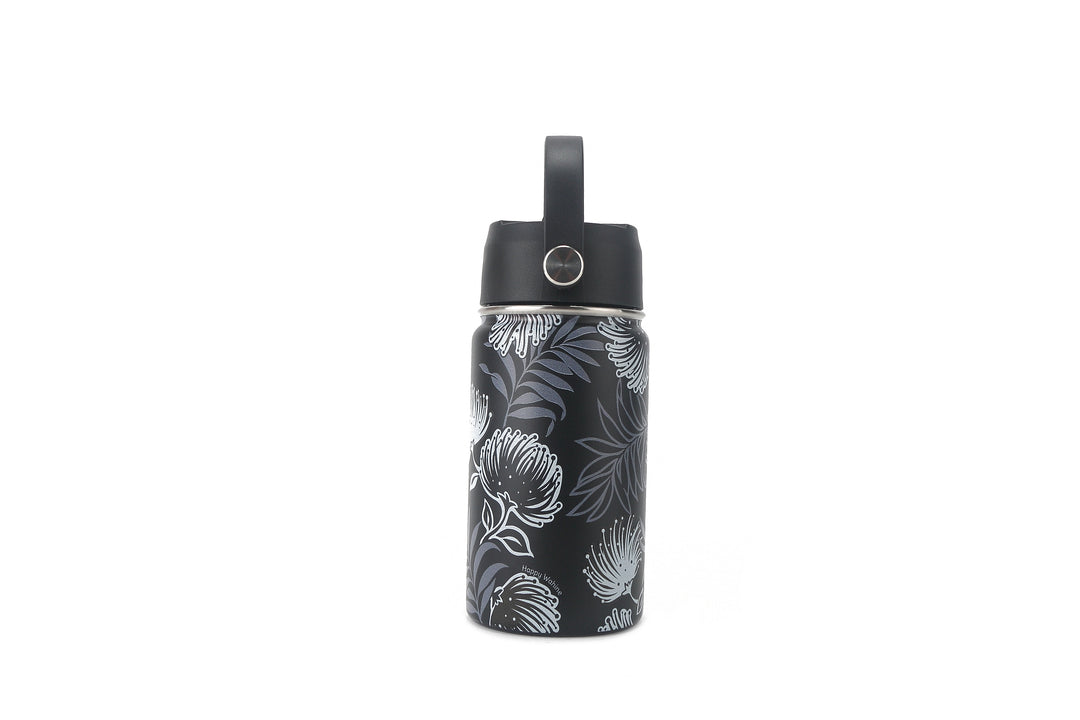 Insulated Water Bottle 12oz Lehua Black