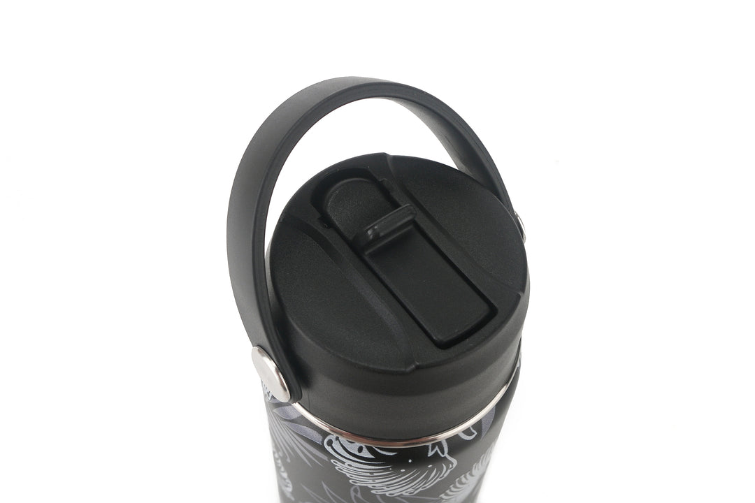 Insulated Water Bottle 12oz Lehua Black