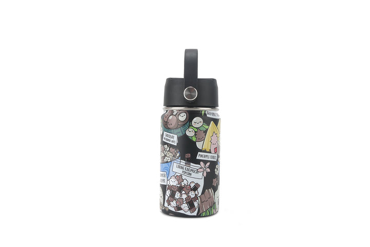 Insulated Water Bottle 12oz Local Snacks Black