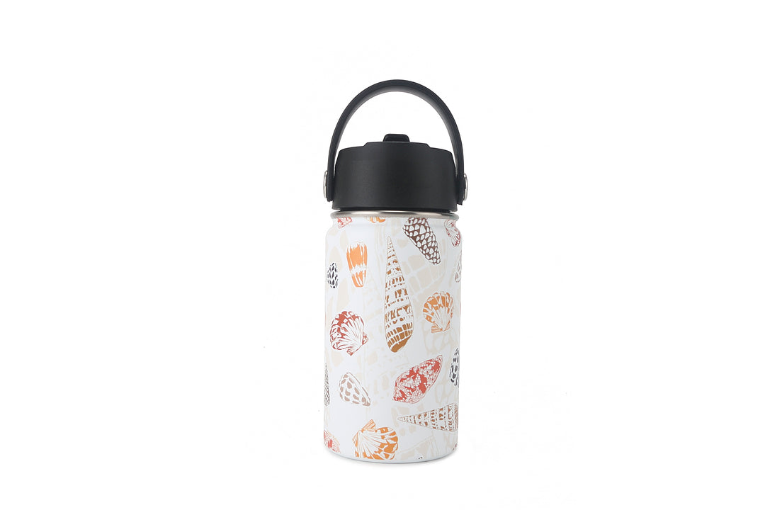 Insulated Water Bottle 12oz Cone Shells White
