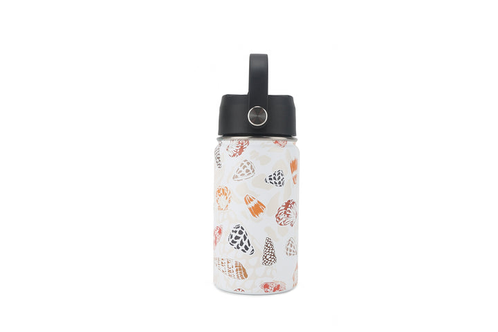 Insulated Water Bottle 12oz Cone Shells White