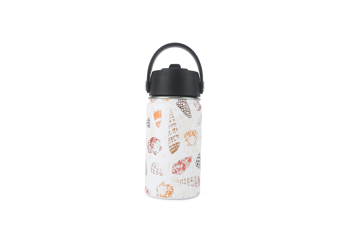 Insulated Water Bottle 12oz Cone Shells White