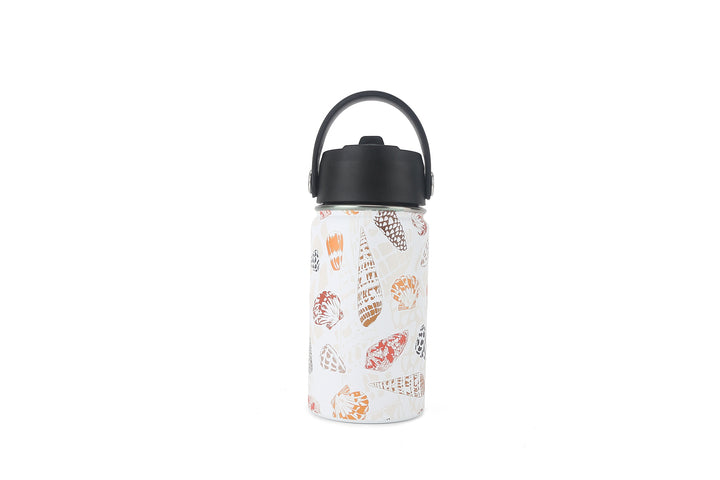 Insulated Water Bottle 12oz Cone Shells White