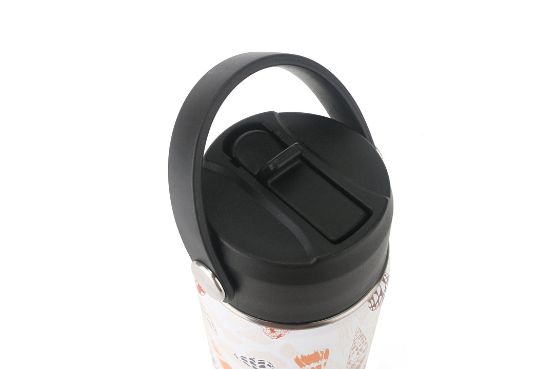Insulated Water Bottle 12oz Cone Shells White