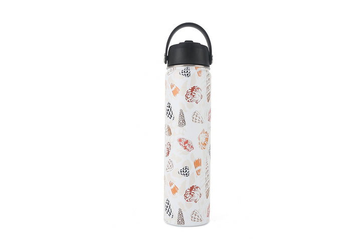 Insulated Water Bottle 24oz Cone Shells White