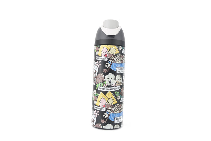 Insulated Water Bottle 24oz Snap Local Snacks Black