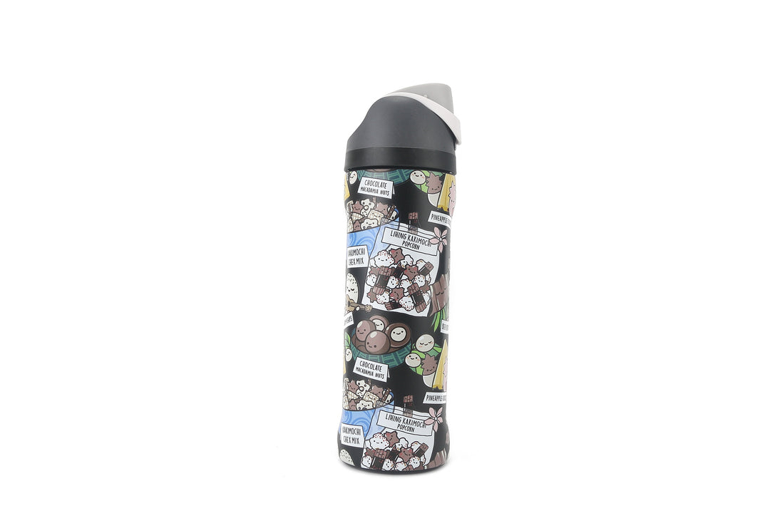 Insulated Water Bottle 24oz Snap Local Snacks Black
