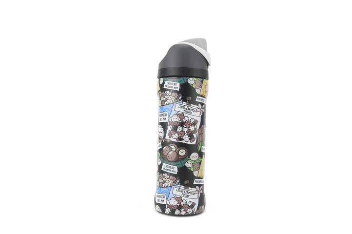Insulated Water Bottle 24oz Snap Local Snacks Black