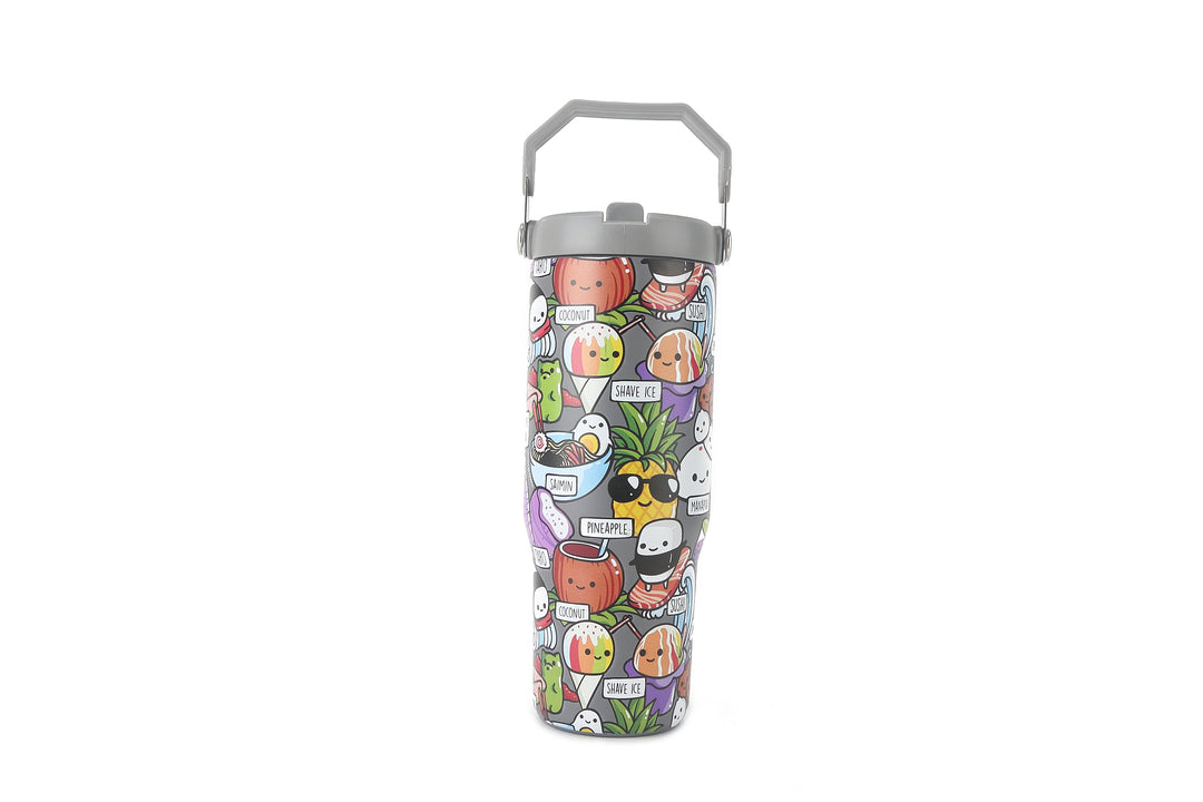 Insulated Water Bottle 30oz Craving Hawaii Grey
