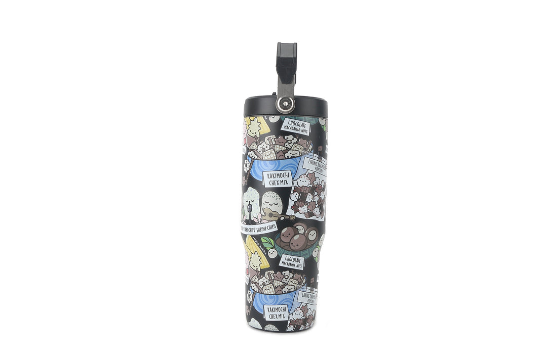 Insulated Water Bottle 30oz Local Snacks Black