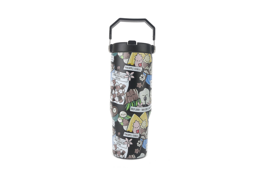 Insulated Water Bottle 30oz Local Snacks Black