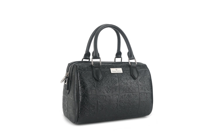 Satchel Michelle Quilt Black Embossed