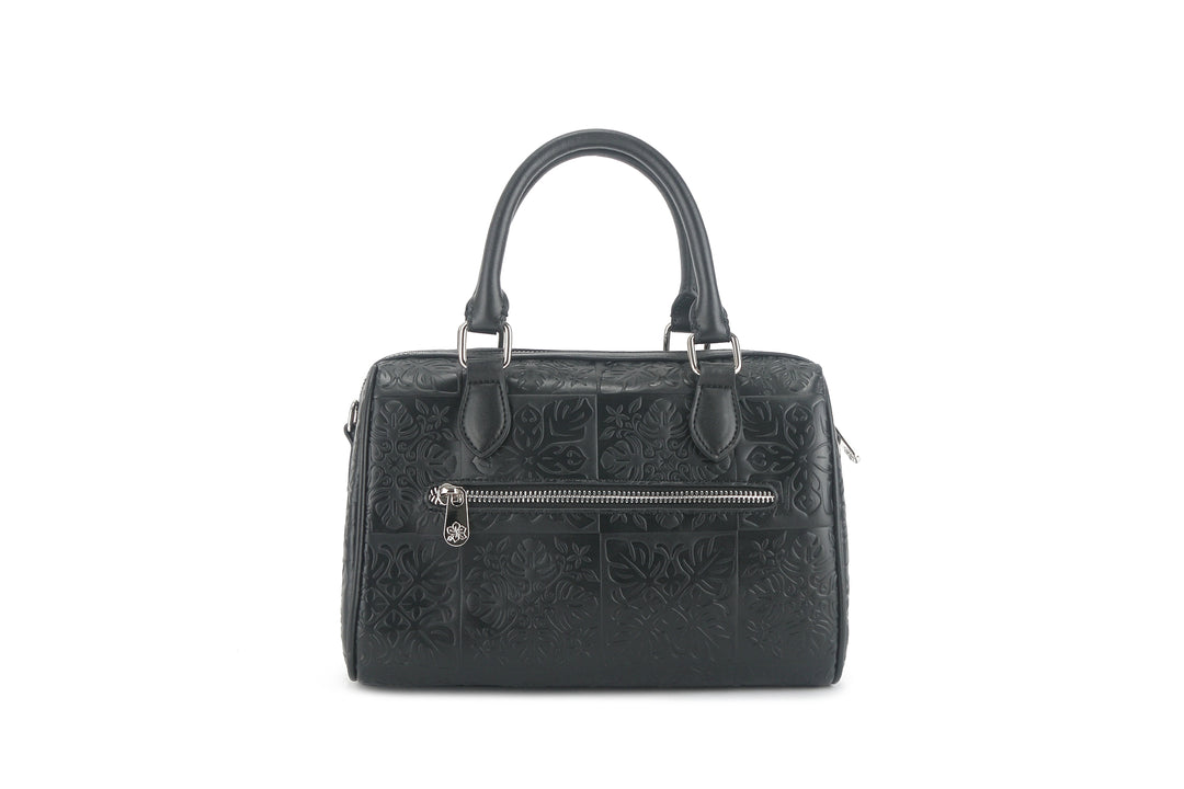 Satchel Michelle Quilt Black Embossed