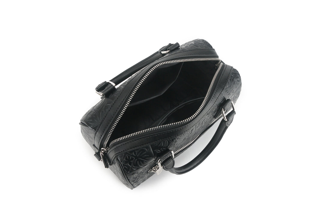 Satchel Michelle Quilt Black Embossed