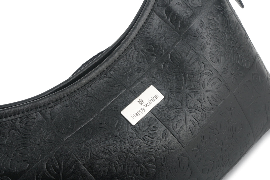 Shoulder Bag Edith Quilt Black Embossed