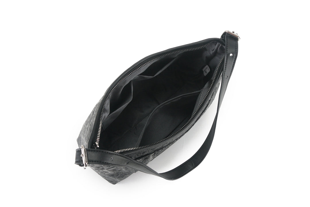 Shoulder Bag Edith Quilt Black Embossed