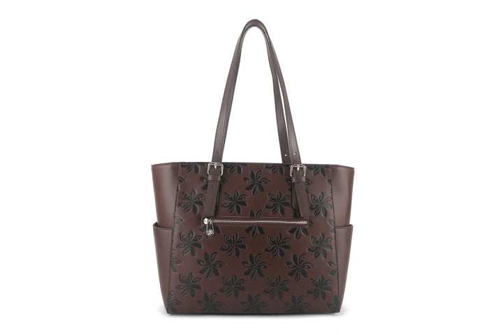 Tote Elizabeth Tiare Brown Embossed