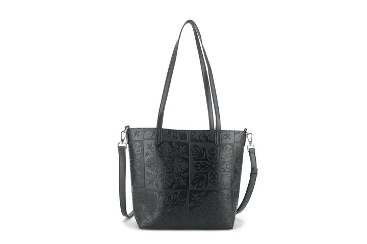 Reversible Tote Nancy Small Quilt Black Embossed