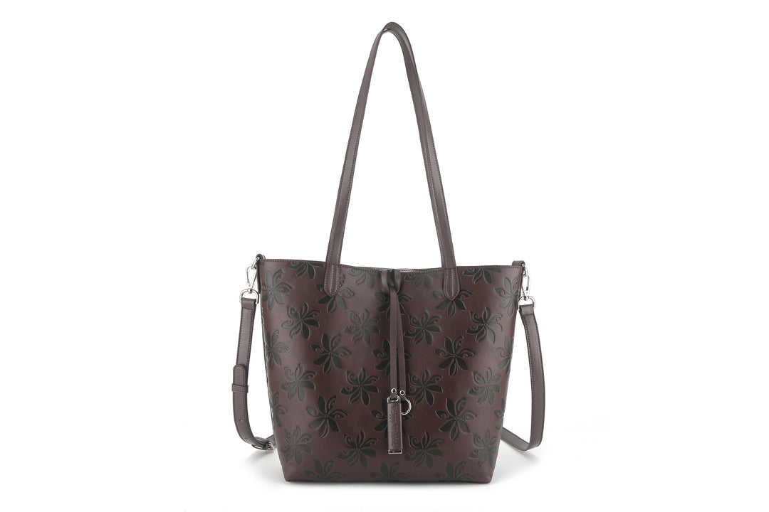 Reversible Tote Nancy Small Tiare Brown Embossed